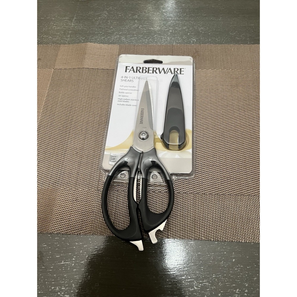 Farberware 4-in-1 Ultimate Shears Kitchen Scissors Stainless Steel Black 5155785